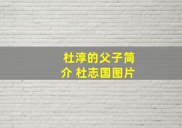 杜淳的父子简介 杜志国图片